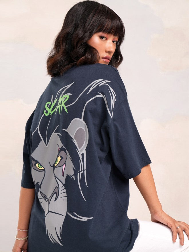 Disney By Tokyo Talkies Women Navy Blue Lion King Printed Round Neck T-Shirt - Navy Blue - Image 1