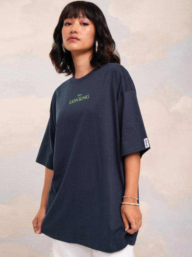 Disney By Tokyo Talkies Women Navy Blue Lion King Printed Round Neck T-Shirt - Navy Blue - Image 4
