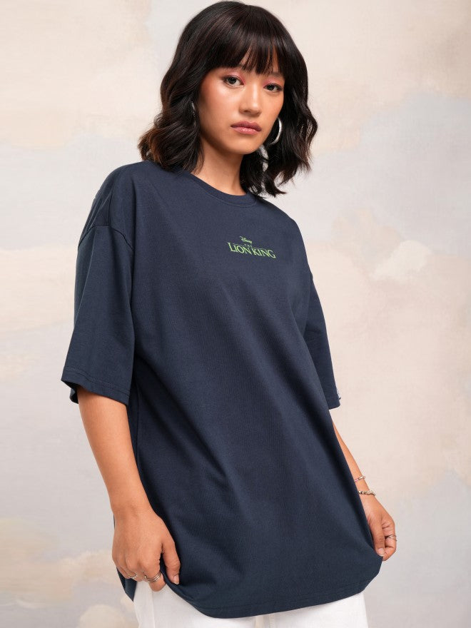Disney By Tokyo Talkies Women Navy Blue Lion King Printed Round Neck T-Shirt - Navy Blue - Image 6