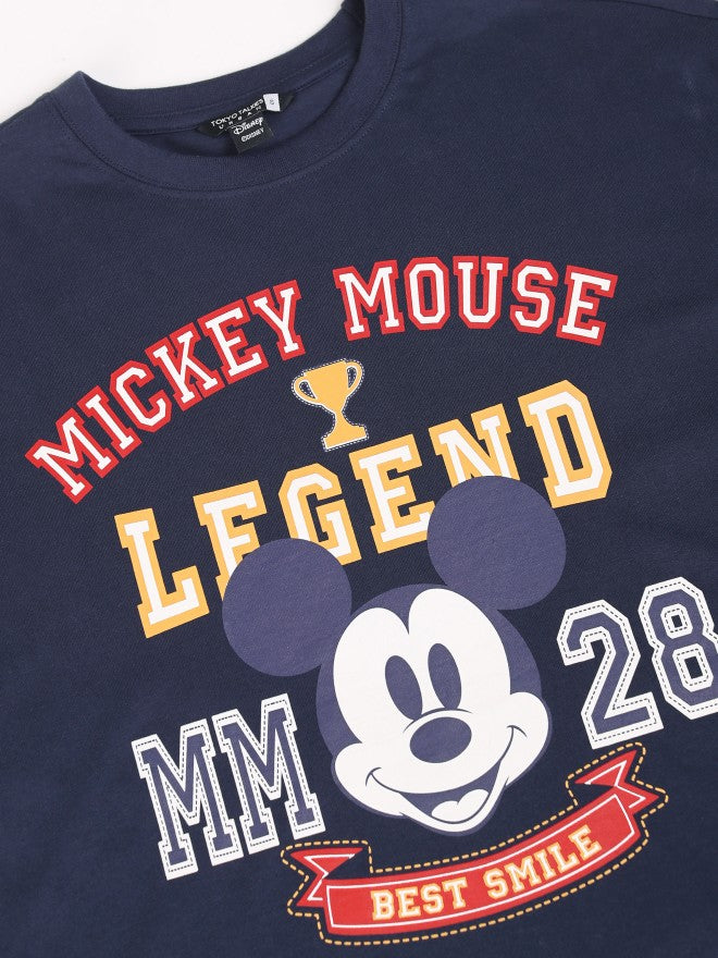 Disney By Tokyo Talkies Women Navy Blue Mickey Mouse Printed Round Neck T-Shirt - Navy Blue - Image 8
