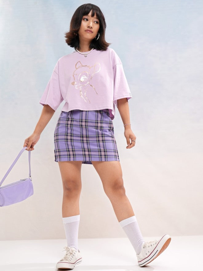 Disney By Tokyo Talkies Women Lavender Bambi Printed Round Neck T-Shirt - Lavender - Image 2