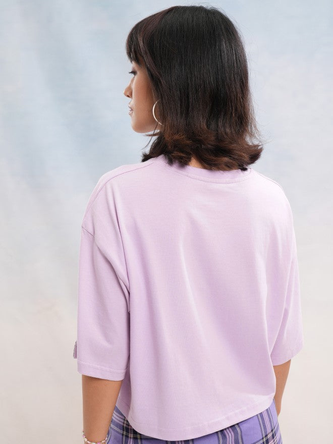 Disney By Tokyo Talkies Women Lavender Bambi Printed Round Neck T-Shirt - Lavender - Image 3
