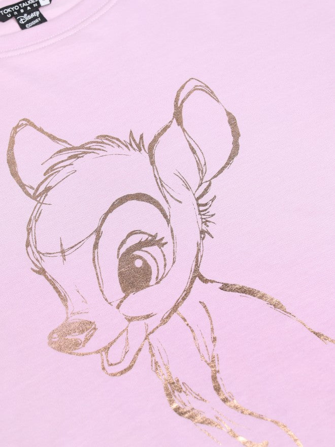 Disney By Tokyo Talkies Women Lavender Bambi Printed Round Neck T-Shirt - Lavender - Image 8
