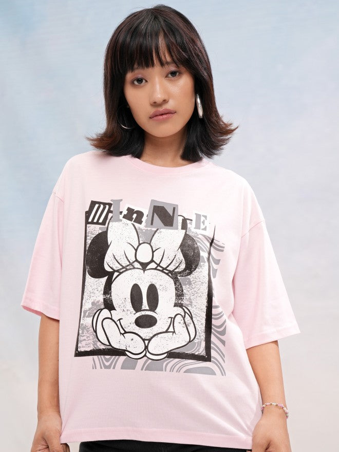 Disney By Tokyo Talkies Women Pink Mickey Mouse Printed Round Neck T-Shirt - Pink - Image 3