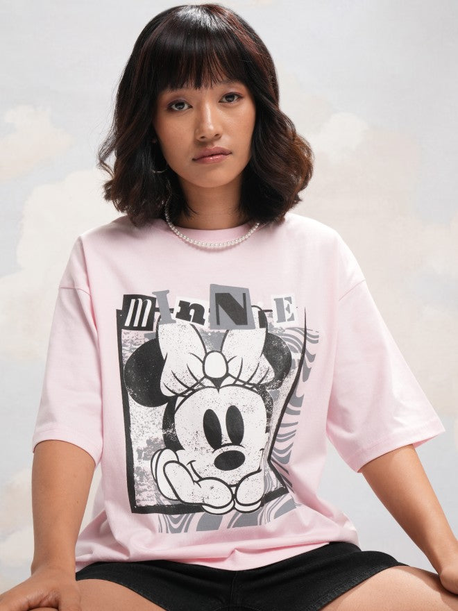 Disney By Tokyo Talkies Women Pink Mickey Mouse Printed Round Neck T-Shirt - Pink - Image 7