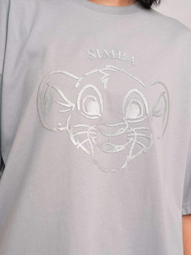 Disney By Tokyo Talkies Women Grey Simba Printed Round Neck T-Shirt - Grey - Image 5