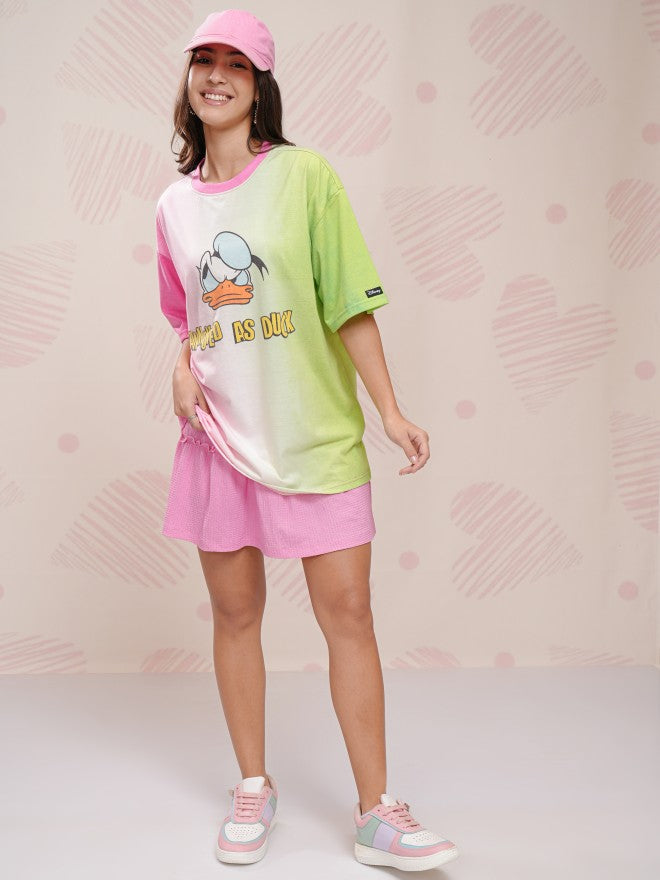Disney By Tokyo Talkies Women Pink Donald Duck Printed Round Neck T-Shirt - Pink - Image 2