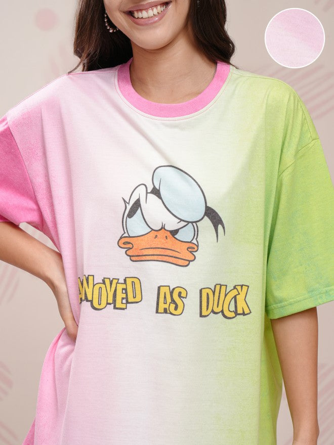 Disney By Tokyo Talkies Women Pink Donald Duck Printed Round Neck T-Shirt - Pink - Image 5