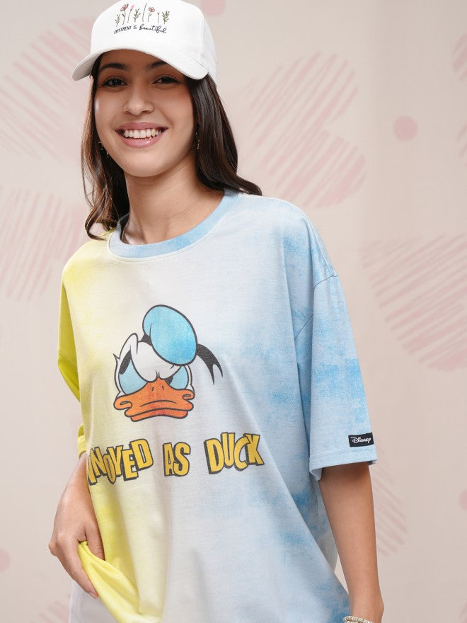Disney By Tokyo Talkies Women Yellow Donald Duck Printed Round Neck T-Shirt - Yellow - Image 1