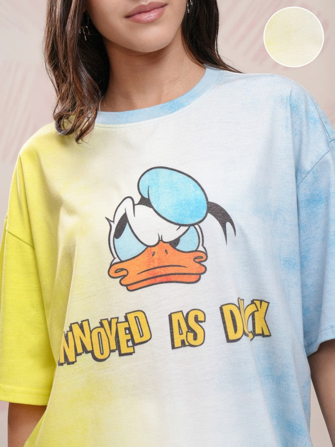 Disney By Tokyo Talkies Women Yellow Donald Duck Printed Round Neck T-Shirt - Yellow - Image 5
