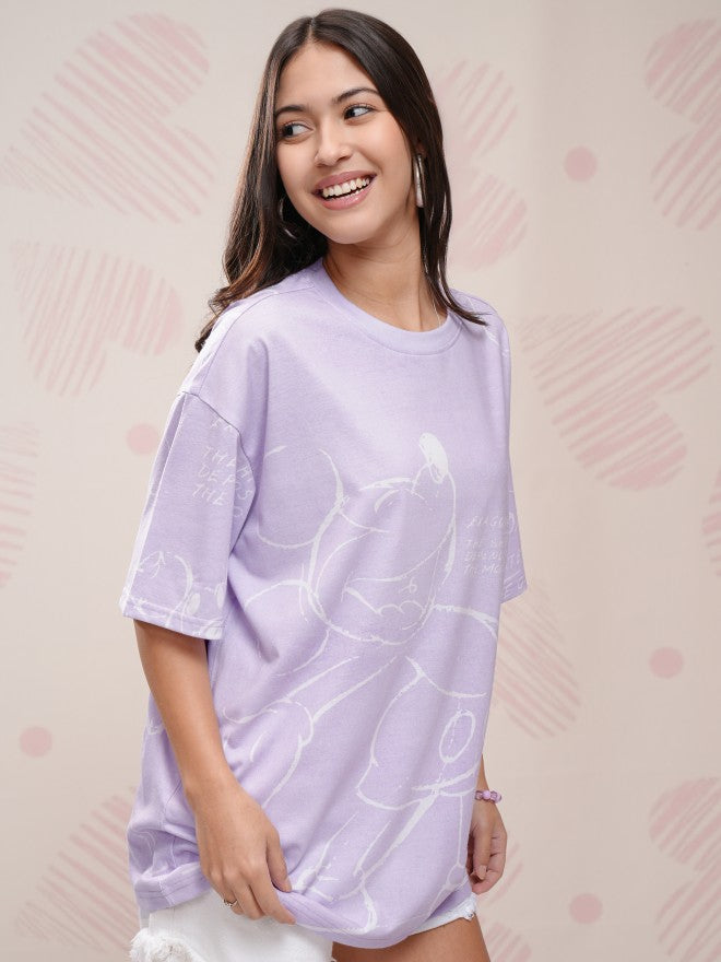 Disney By Tokyo Talkies Women Lavender Mickey Mouse Printed Round Neck T-Shirt - Lavender - Image 6