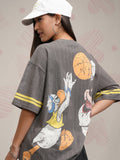 Disney By Tokyo Talkies Women Grey Donald Duck Printed Round Neck T-Shirt - Grey - Image 1