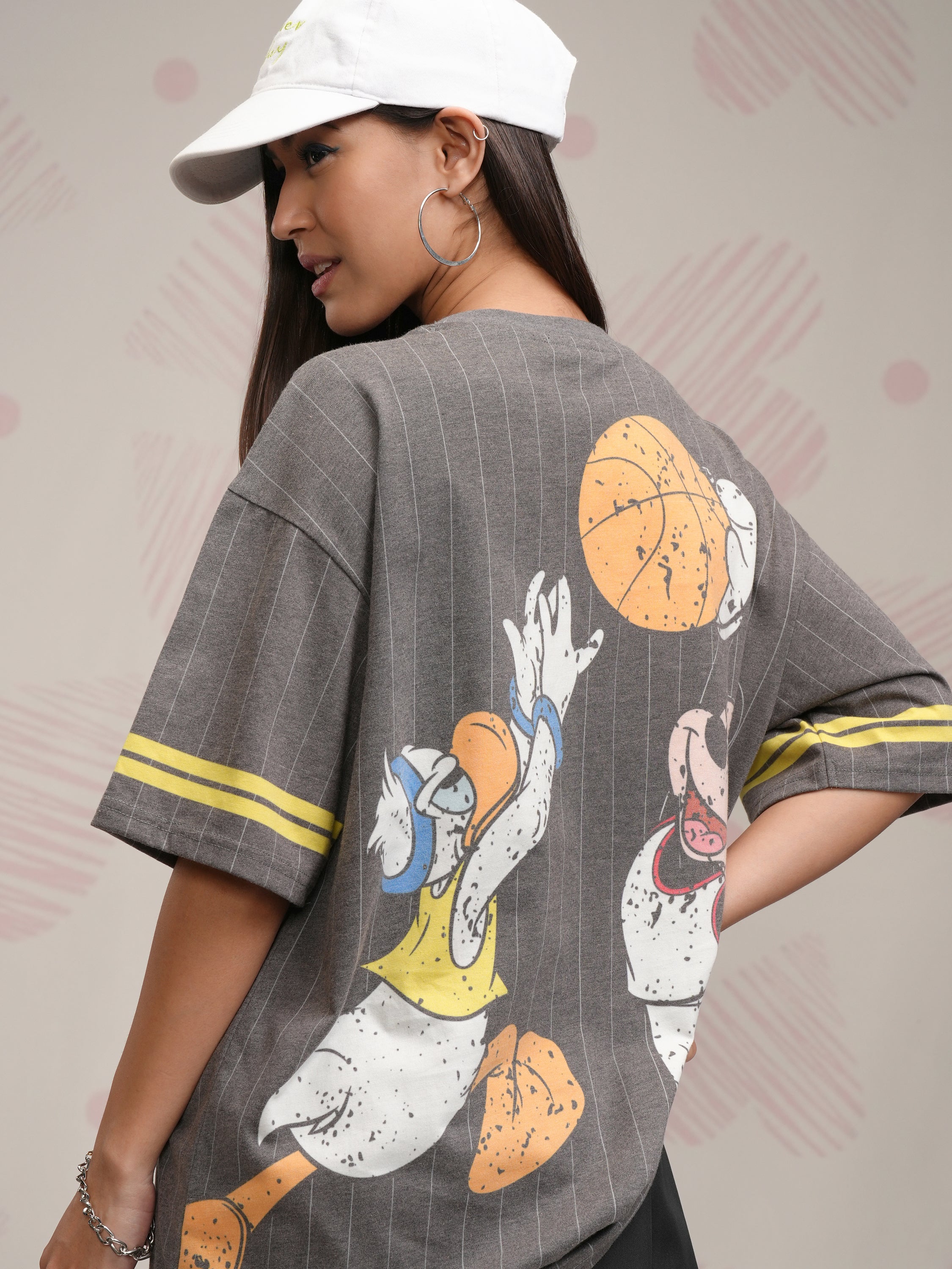 Disney By Tokyo Talkies Women Grey Donald Duck Printed Round Neck T-Shirt - Grey - Image 1