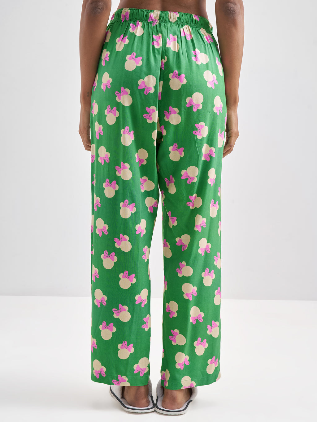 Disney By Tokyo Talkies Women Green Minnie Mouse Printed Regular Fit Regular Trouser - Green - Image 3
