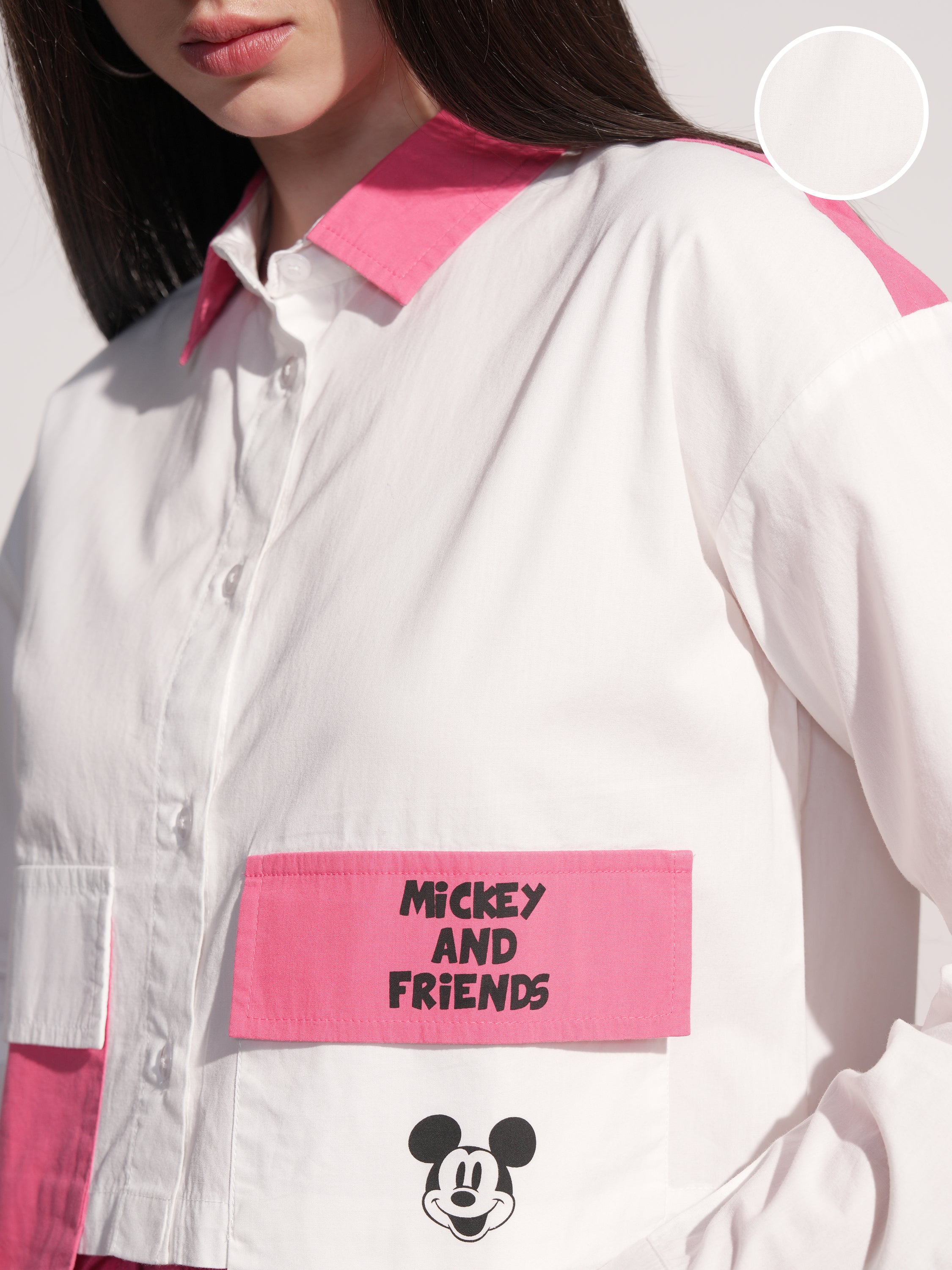 Disney By Tokyo Talkies Women White Mickey And Friends Printed Casual Shirt - White - Image 5