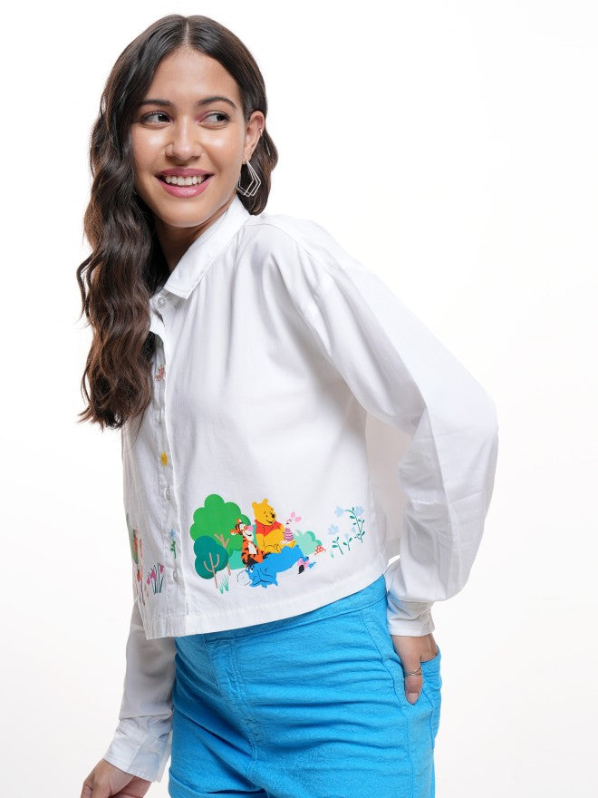 Disney By Tokyo Talkies Women White Winnie The Pooh Printed Casual Shirt - White - Image 4
