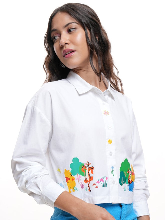 Disney By Tokyo Talkies Women White Winnie The Pooh Printed Casual Shirt - White - Image 6