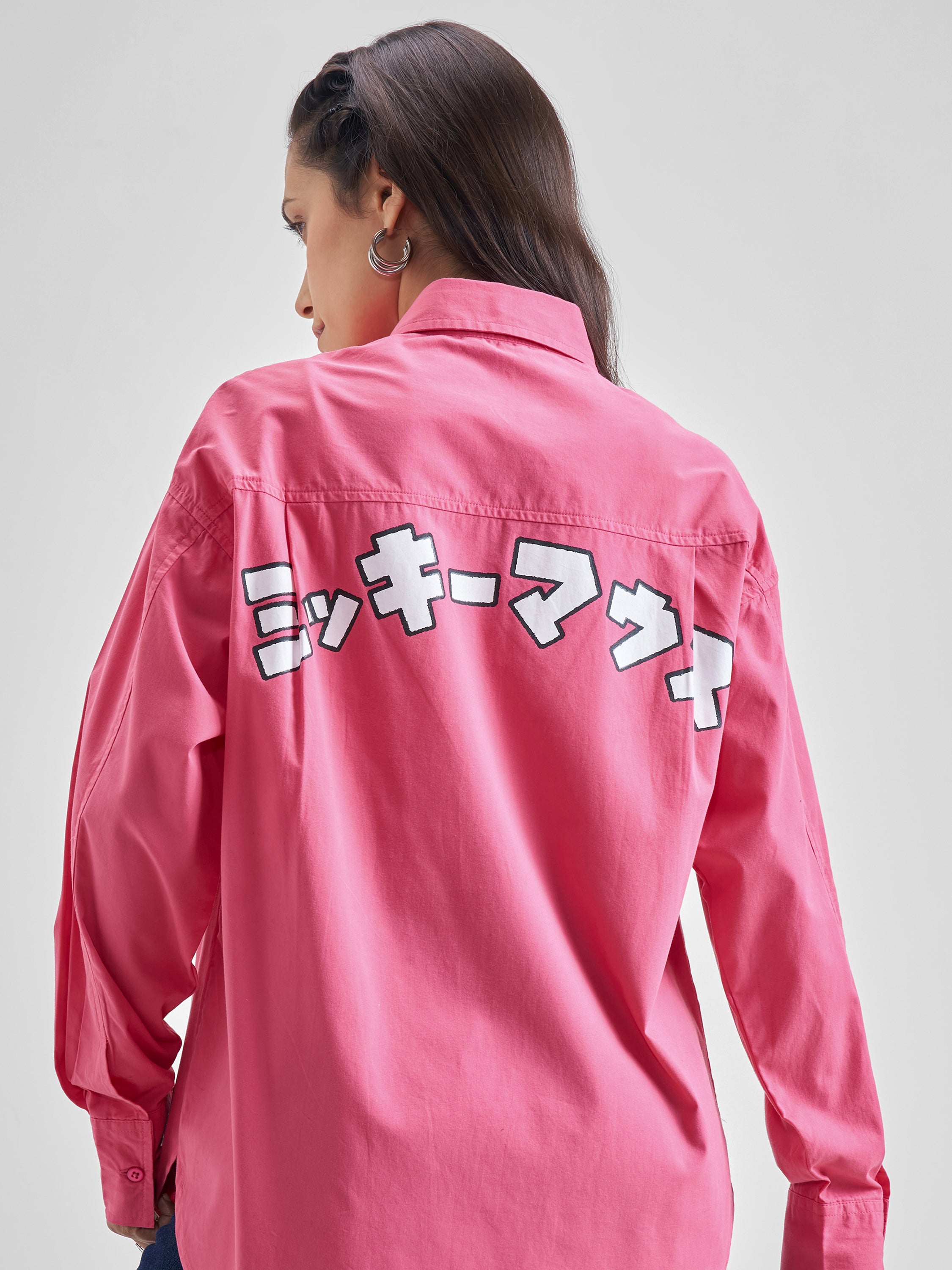 Disney By Street By Tokyo Talkies Women Pink Mickey Mouse Printed Casual Shirt - Pink - Image 1