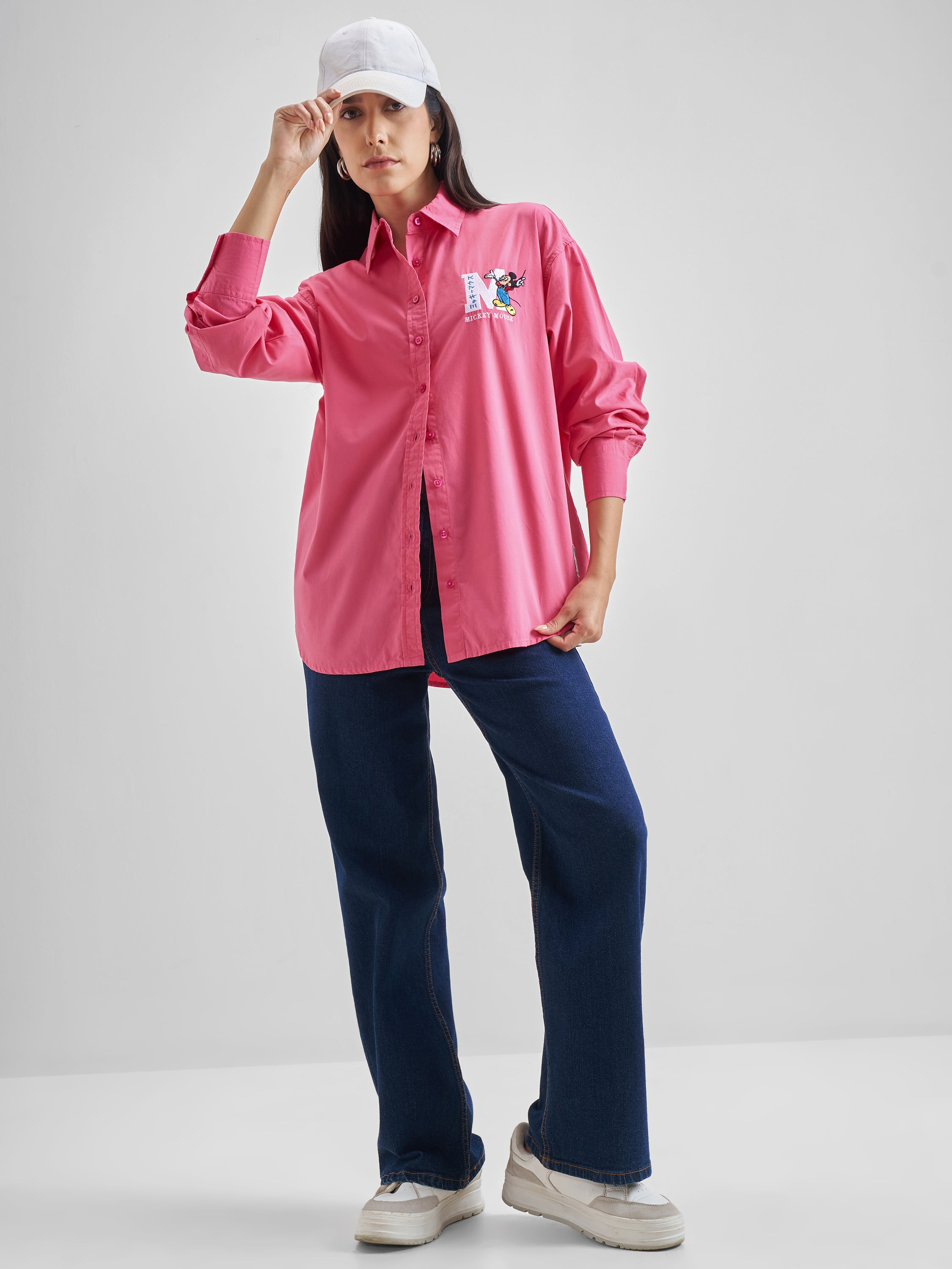 Disney By Street By Tokyo Talkies Women Pink Mickey Mouse Printed Casual Shirt - Pink - Image 2