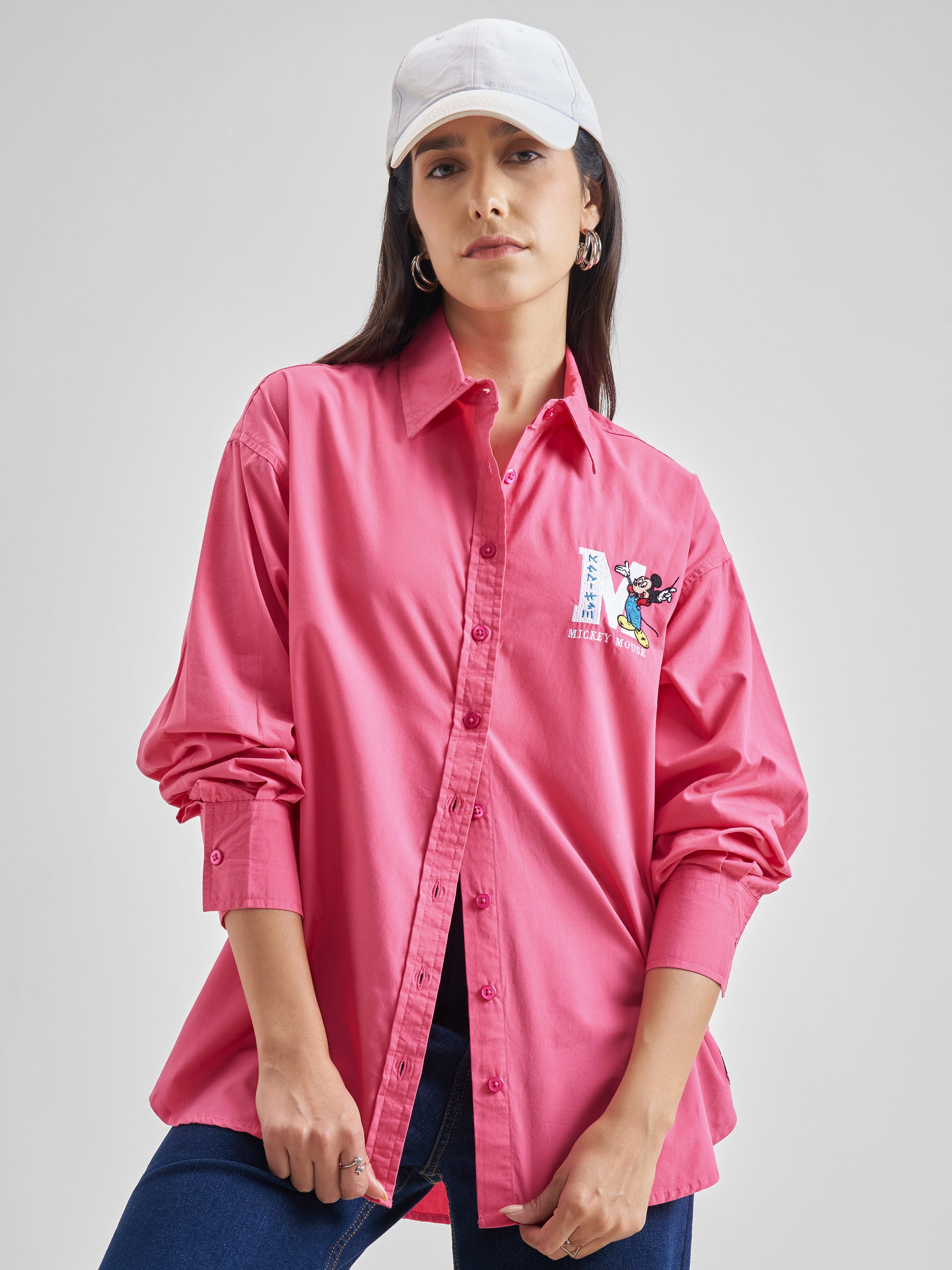 Disney By Street By Tokyo Talkies Women Pink Mickey Mouse Printed Casual Shirt - Pink - Image 3