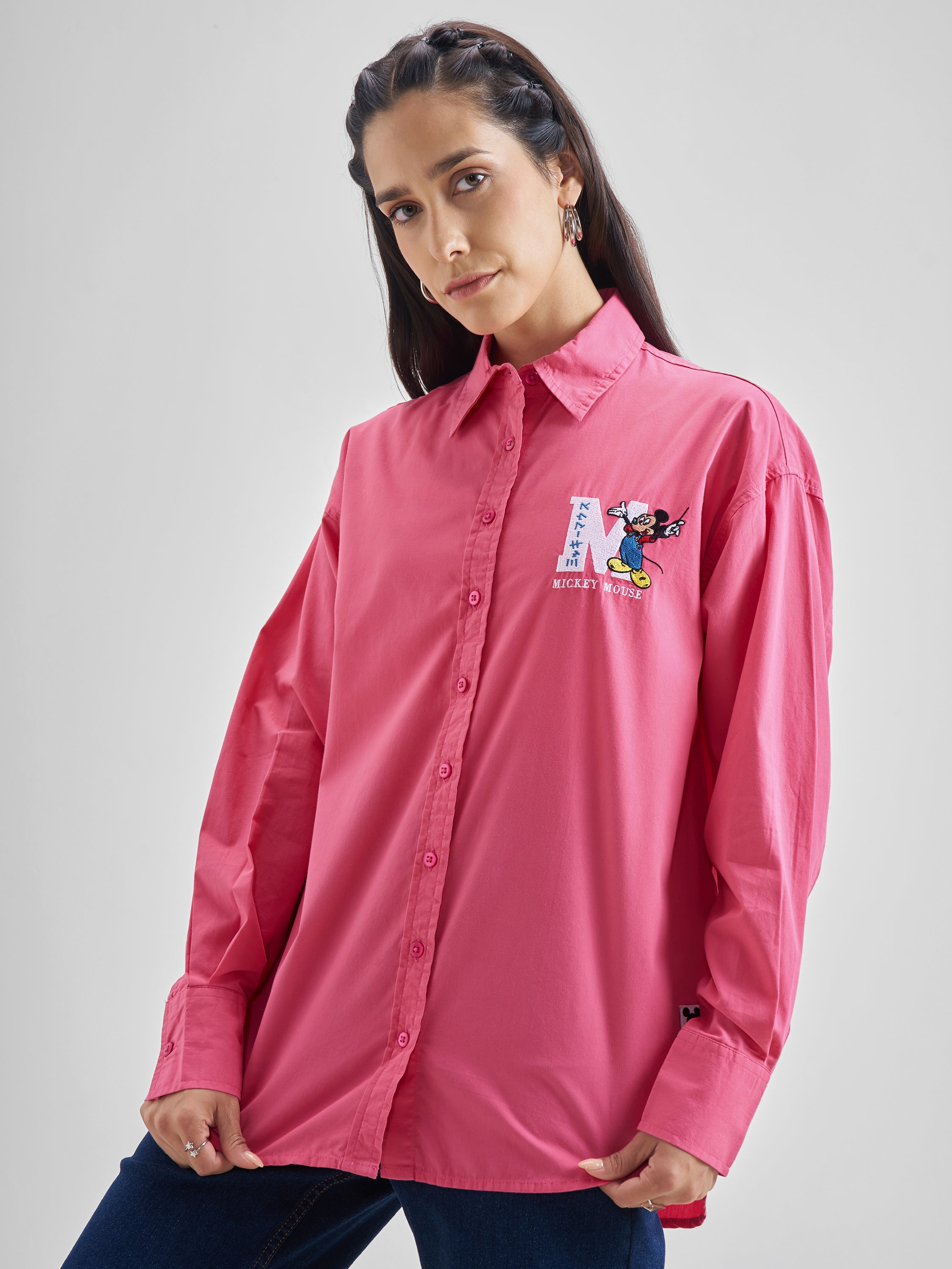 Disney By Street By Tokyo Talkies Women Pink Mickey Mouse Printed Casual Shirt - Pink - Image 4