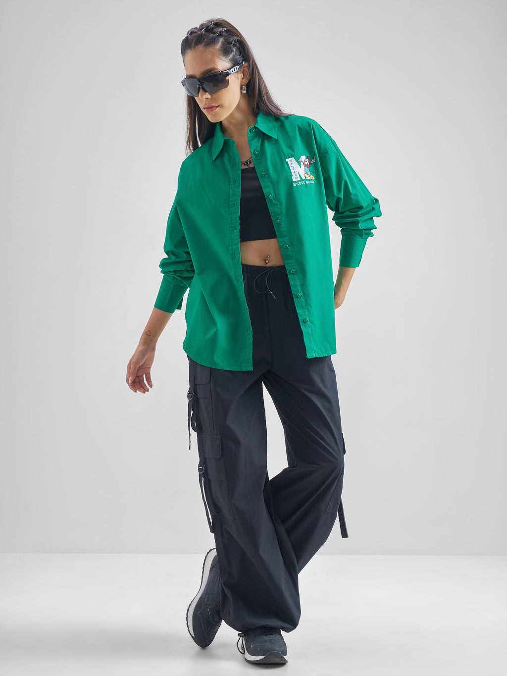 Disney By Street By Tokyo Talkies Women Green Mickey Mouse Printed Casual Shirt - Green - Image 2