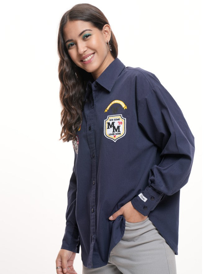 Disney By Tokyo Talkies Women Navy Blue Mickey Mouse Printed Casual Shirt - Navy Blue - Image 4