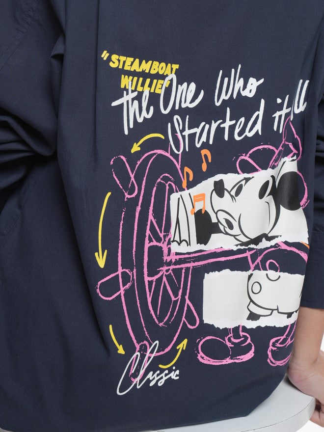 Disney By Tokyo Talkies Women Navy Blue Mickey Mouse Printed Casual Shirt - Navy Blue - Image 8