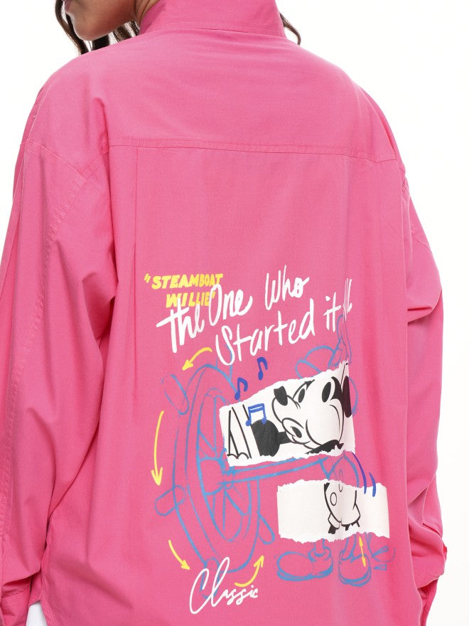 Disney By Tokyo Talkies Women Pink Mickey Mouse Printed Casual Shirt - Pink - Image 5