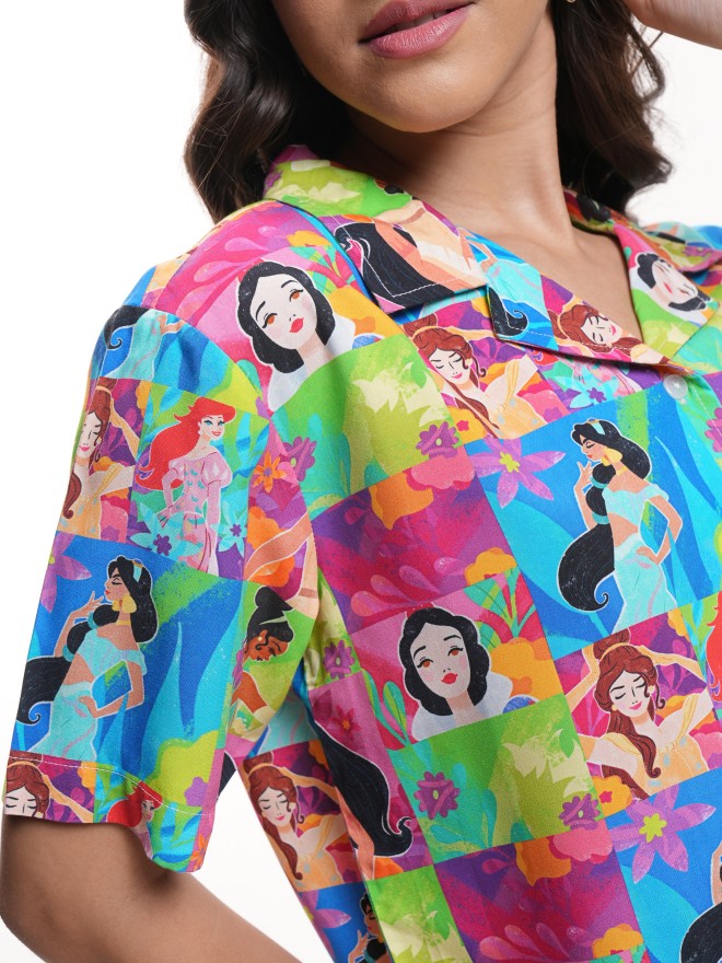 Disney By Tokyo Talkies Women Green Disney Princess Printed Casual Shirt - Green - Image 7