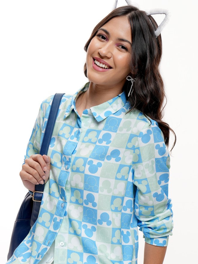 Disney By Tokyo Talkies Women White Mickey Mouse Printed Casual Shirt - White - Image 1