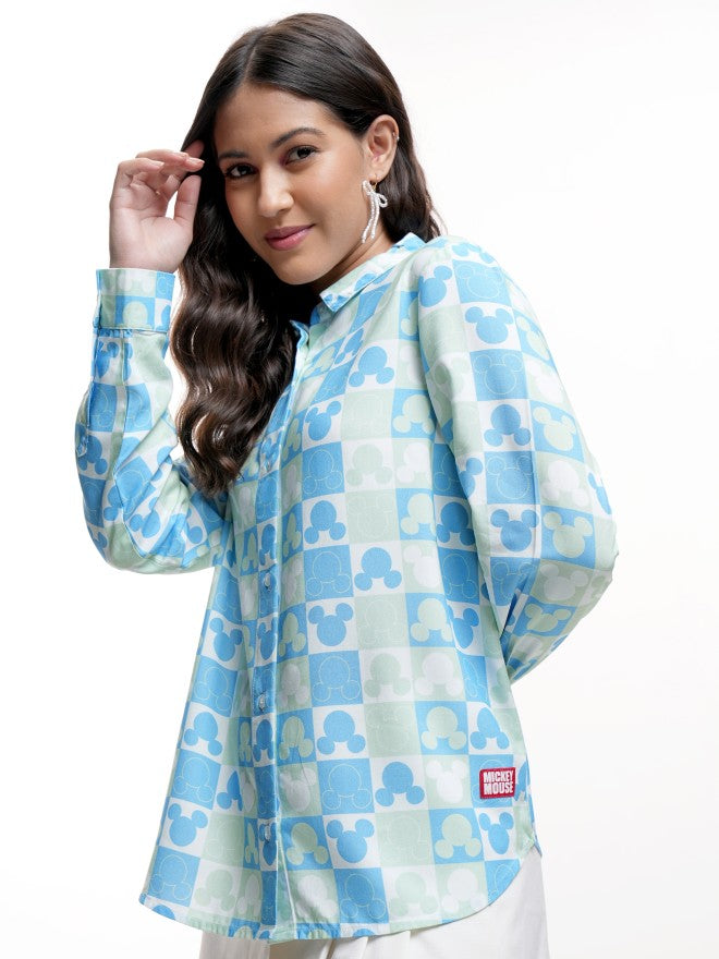 Disney By Tokyo Talkies Women White Mickey Mouse Printed Casual Shirt - White - Image 4