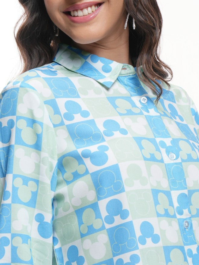 Disney By Tokyo Talkies Women White Mickey Mouse Printed Casual Shirt - White - Image 5