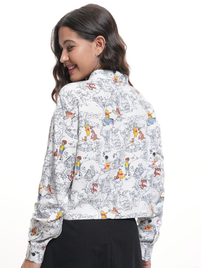 Disney By Tokyo Talkies Women White Winnie The Pooh Printed Casual Shirt - White - Image 3