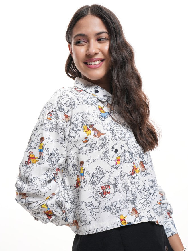 Disney By Tokyo Talkies Women White Winnie The Pooh Printed Casual Shirt - White - Image 6