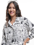Disney By Tokyo Talkies Women White Disney Magazine Printed Casual Shirt - White - Image 1