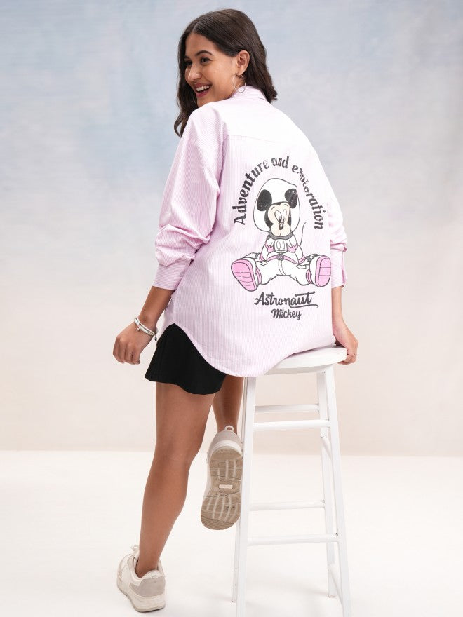 Disney By Tokyo Talkies Women Pink Mickey Mouse Printed Casual Shirt - Pink - Image 2