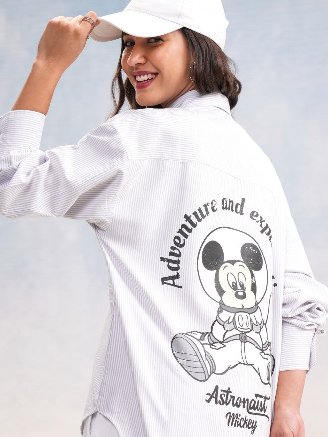 Disney By Tokyo Talkies Women Grey Mickey Mouse Printed Casual Shirt - Grey - Image 1