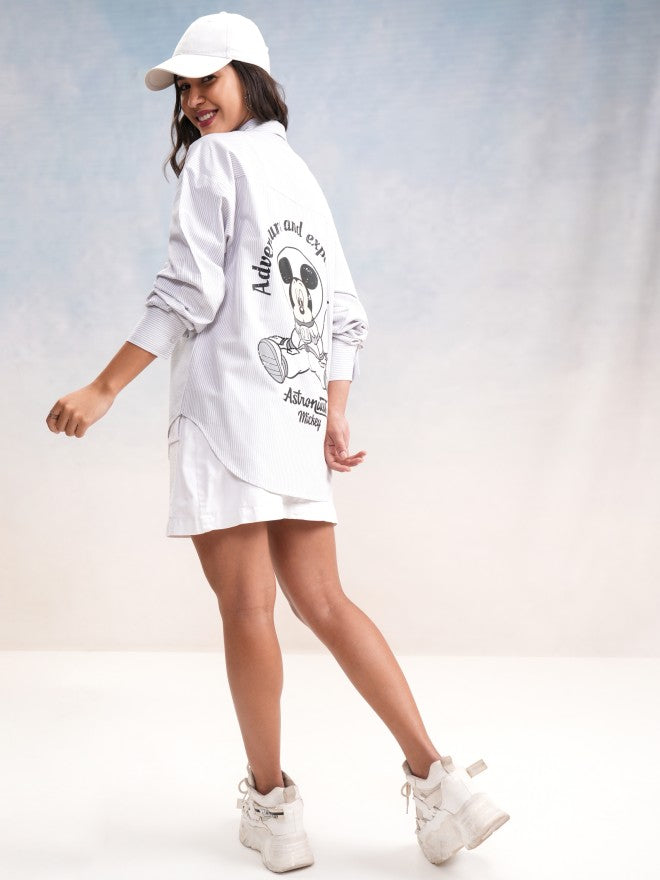 Disney By Tokyo Talkies Women Grey Mickey Mouse Printed Casual Shirt - Grey - Image 2