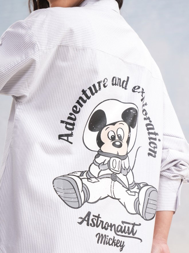 Disney By Tokyo Talkies Women Grey Mickey Mouse Printed Casual Shirt - Grey - Image 7
