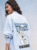 Disney By Tokyo Talkies Women Blue Donald Duck Printed Casual Shirt - Blue - Image 1