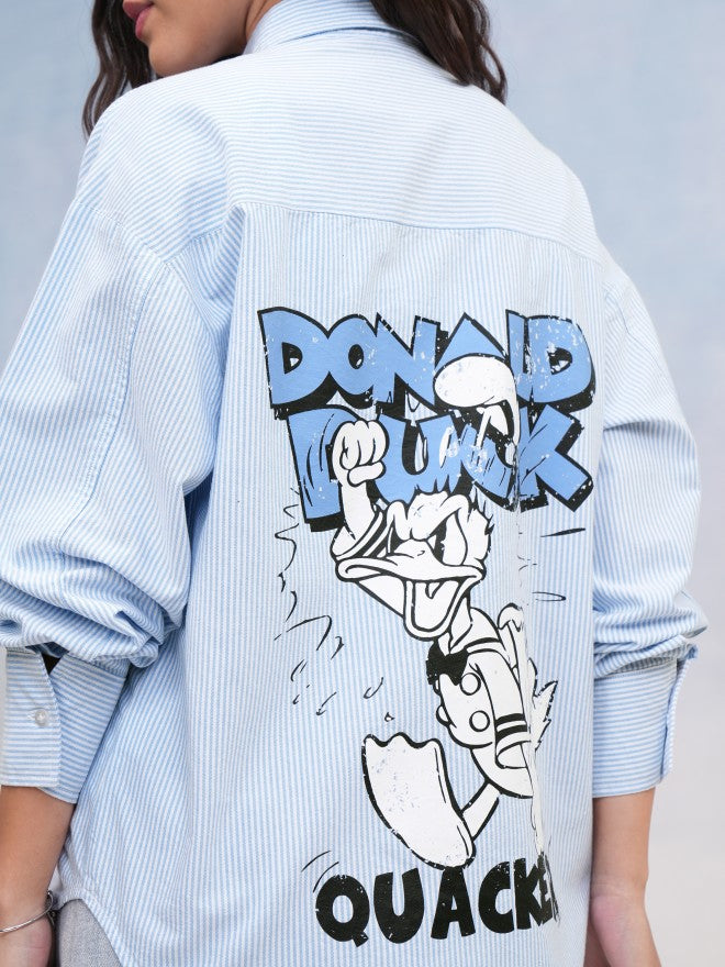 Disney By Tokyo Talkies Women Blue Donald Duck Printed Casual Shirt - Blue - Image 5