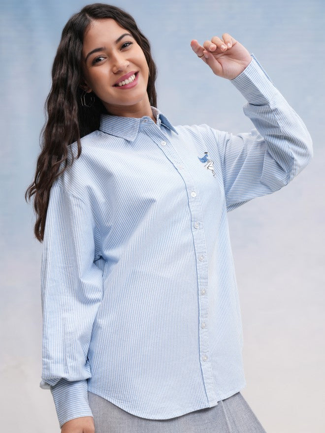 Disney By Tokyo Talkies Women Blue Donald Duck Printed Casual Shirt - Blue - Image 6