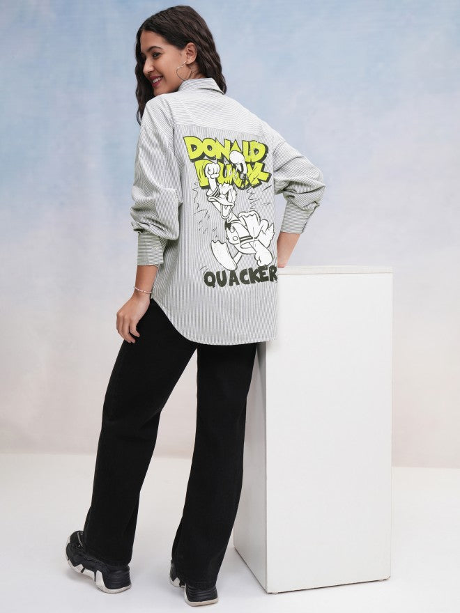 Disney By Tokyo Talkies Women Black Donald Duck Printed Casual Shirt - Black - Image 2