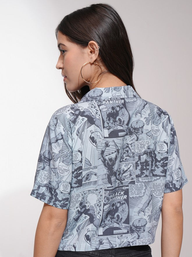 Marvel By Tokyo Talkies Women Black Black Panther Printed Casual Shirt - Black - Image 3