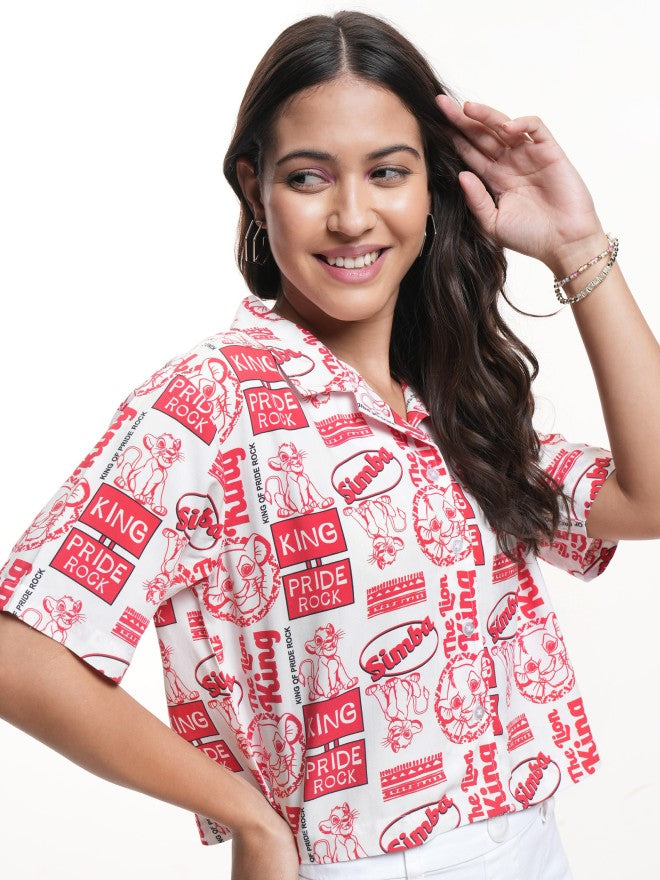 Disney By Tokyo Talkies Women White Lion King Printed Casual Shirt - White - Image 6