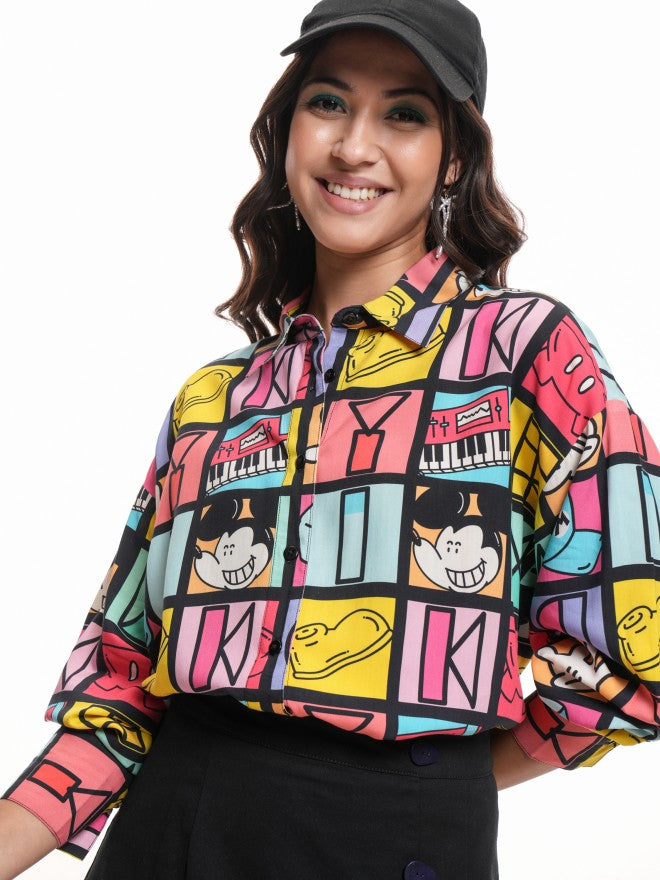 Disney By Tokyo Talkies Women Multi Mickey Mouse Printed Casual Shirt - Multi - Image 1