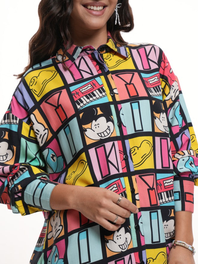 Disney By Tokyo Talkies Women Multi Mickey Mouse Printed Casual Shirt - Multi - Image 5