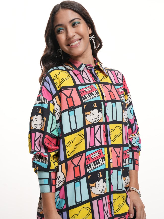 Disney By Tokyo Talkies Women Multi Mickey Mouse Printed Casual Shirt - Multi - Image 6