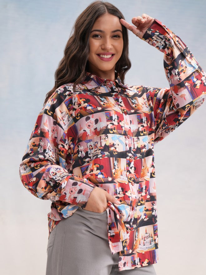 Disney By Tokyo Talkies Women Multi Mickey And Friends Printed Casual Shirt - Multi - Image 6